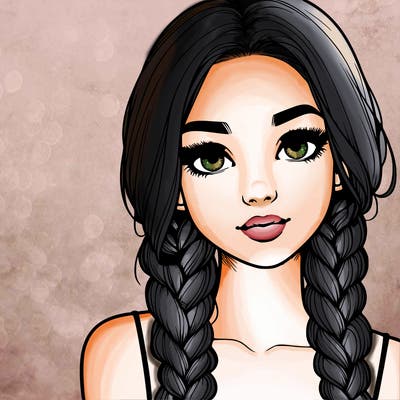 realistic girl with braids