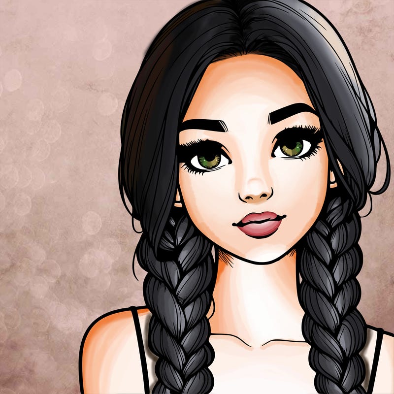 realistic girl with braids