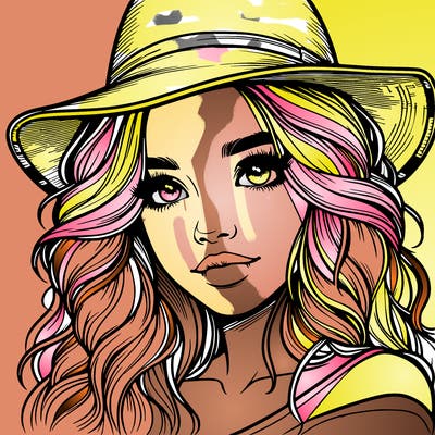 realistic girl with hat