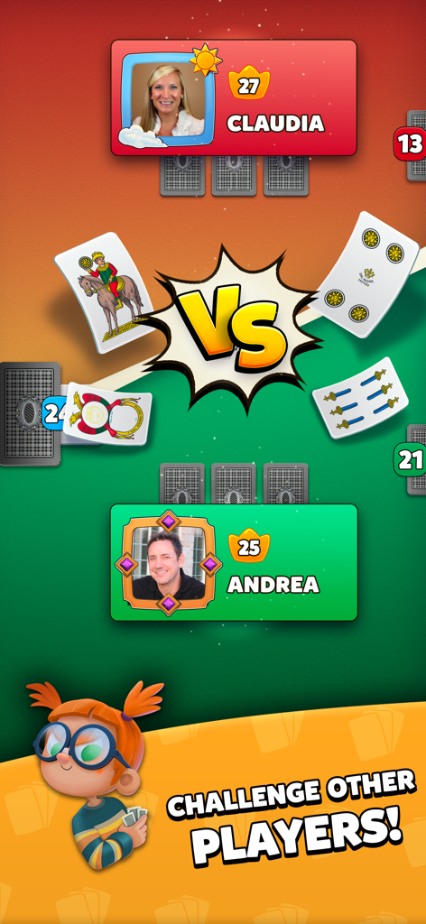 Briscola Dal Negro - Online multiplayer mode in Briscola Dal Negro card game showing a match between two players