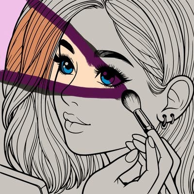 a realistic girl doing her makeup