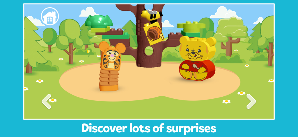 LEGO® DUPLO® Disney - Winnie the Pooh y Tigger como figuras de LEGO DUPLO en una escena de bosque digital