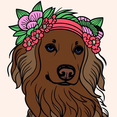 dog with flower crown