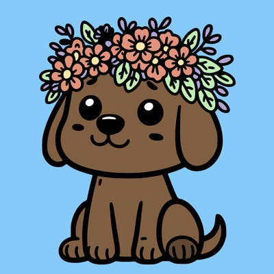 dog with flowers crown