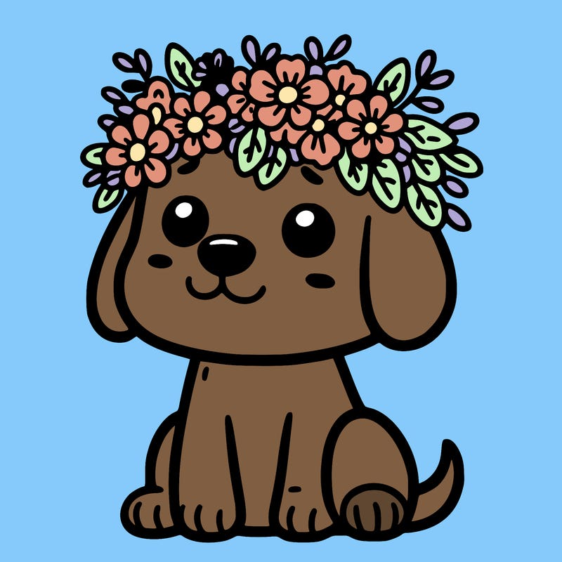 dog with flowers crown