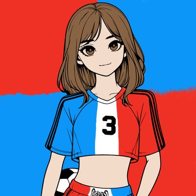 realistic girl wearing soccer jersey