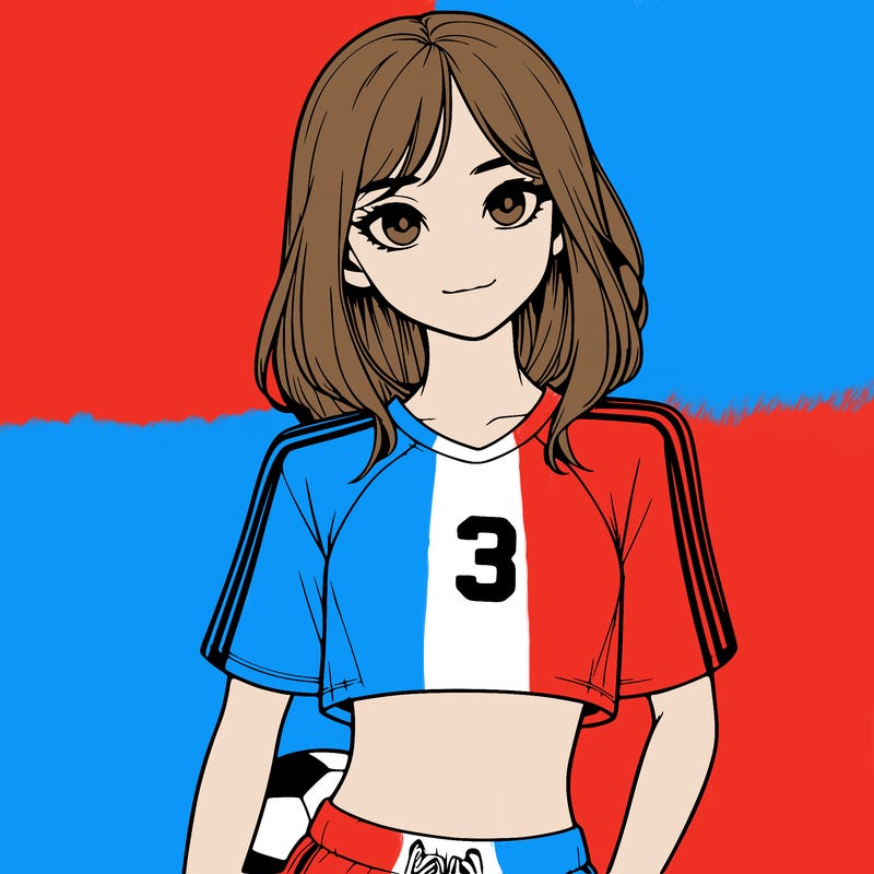 realistic girl wearing soccer jersey