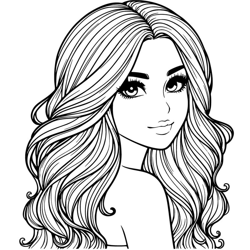 realistic girl split with beautiful hair