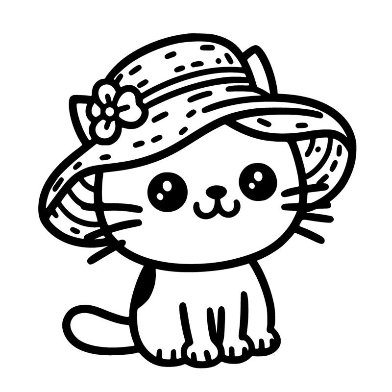 cat with a sun hat on
