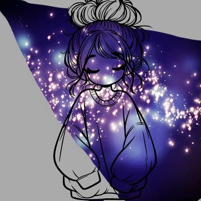 girl with baggy sweatshirt and messy bun