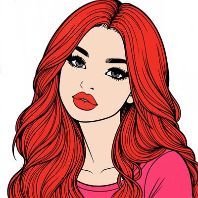 realistic girl with hair on her hair and lips