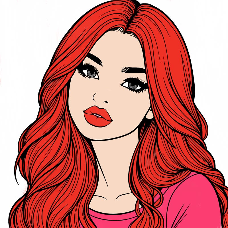 realistic girl with hair on her hair and lips