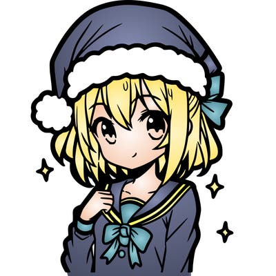 anime girl wearing a santa hat