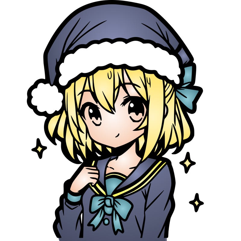 anime girl wearing a santa hat