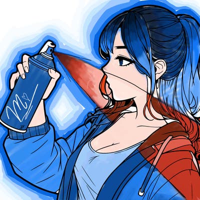 a realistic girl spray, painting