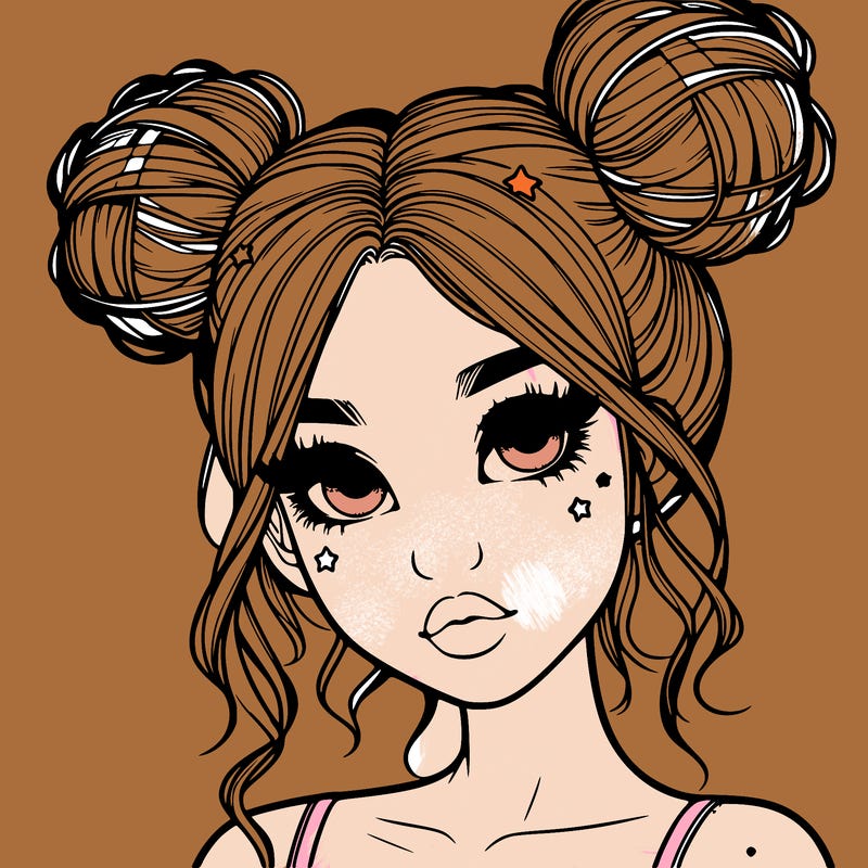 realistic girl with space buns