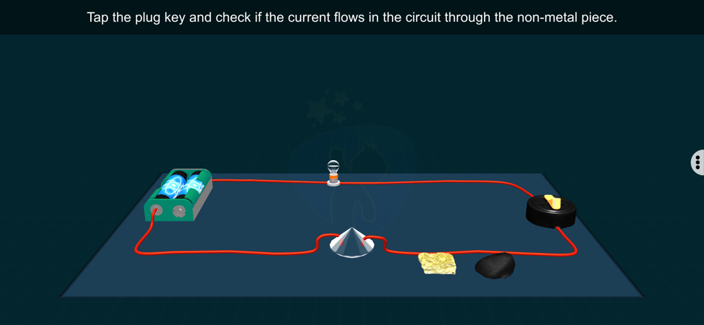 Electricity - Edutech Era - An interactive electrical circuit simulation testing conductivity through a non-metal piece