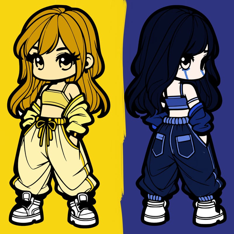 girl in crop top and baggy pants