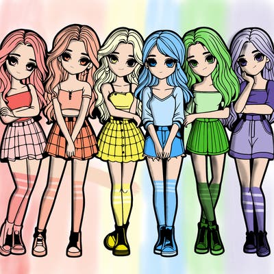 a group of girls realistic