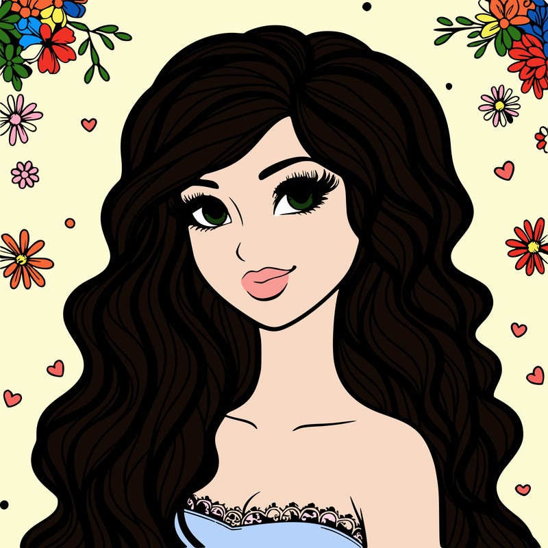 pretty woman with long wavy hair