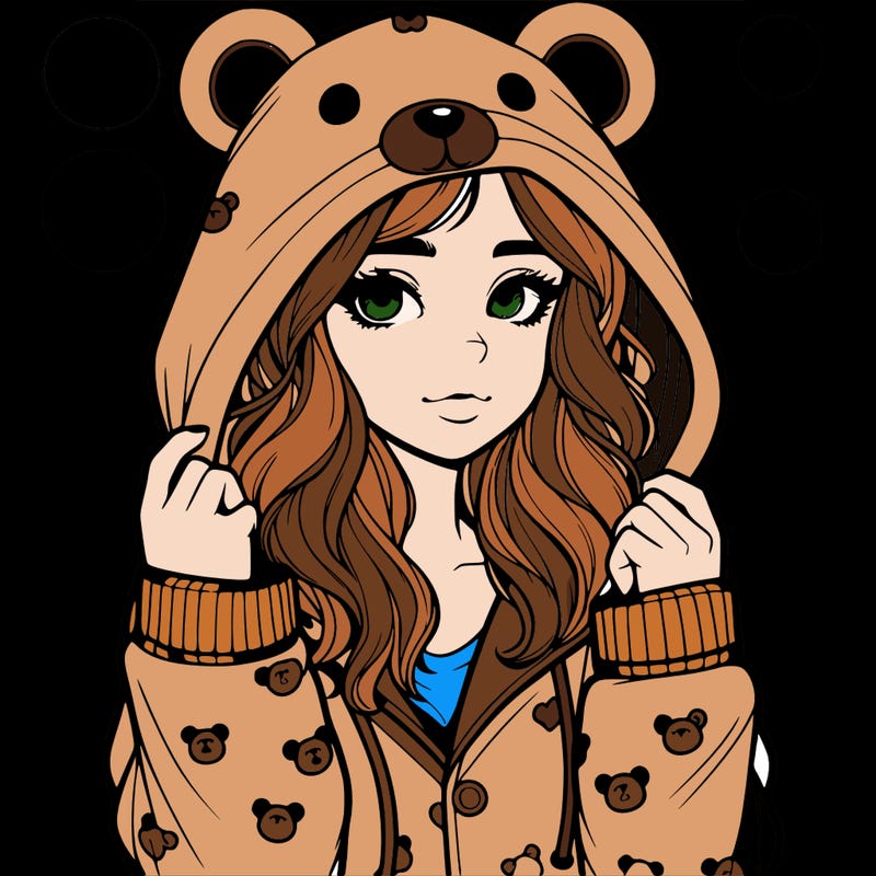 realistic girl in a animal pjs hoodie