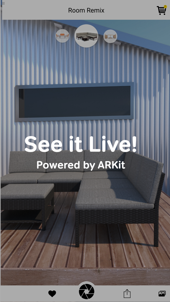 Room Remix - AR Decor & Design - Augmented reality preview of outdoor patio furniture using Room Remix app