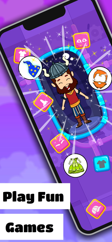 A character customization screen in Tizi City showing a Viking character and various dress-up icons like hats and dresses.
