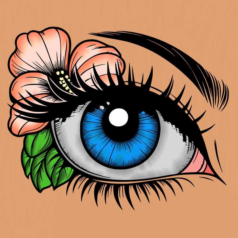 realistic eye with flower