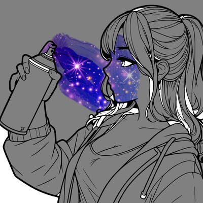 a realistic girl spray, painting