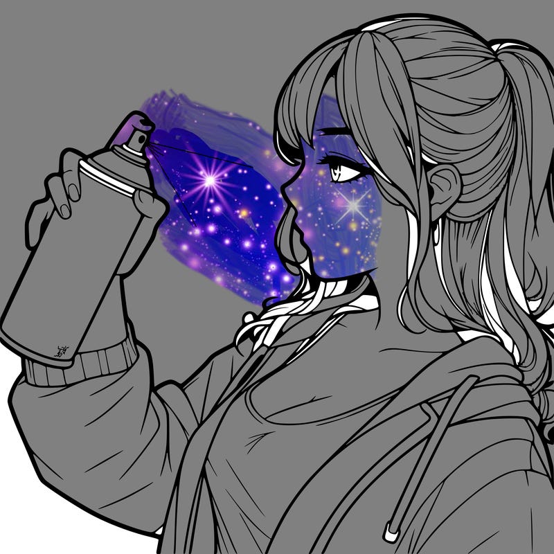 a realistic girl spray, painting