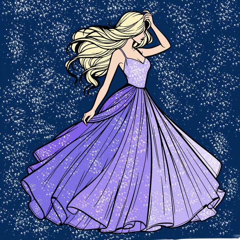 realistic woman with dress flowing in the wind