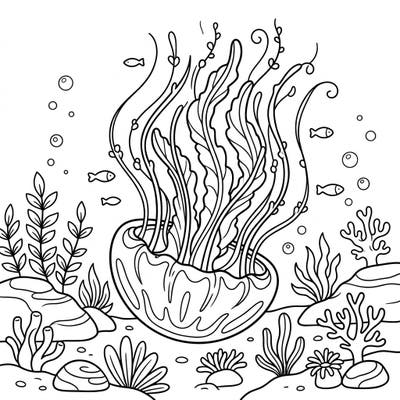 Discover the unique world of the upside-down jellyfish with this charming coloring page, designed especially for young ocean explorers. Children will love bringing this fascinating sea creature and its vibrant underwater home to life with their favorite colors.