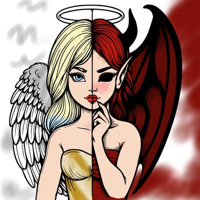 realistic angel half demon