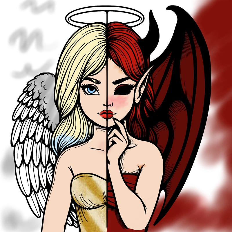 realistic angel half demon