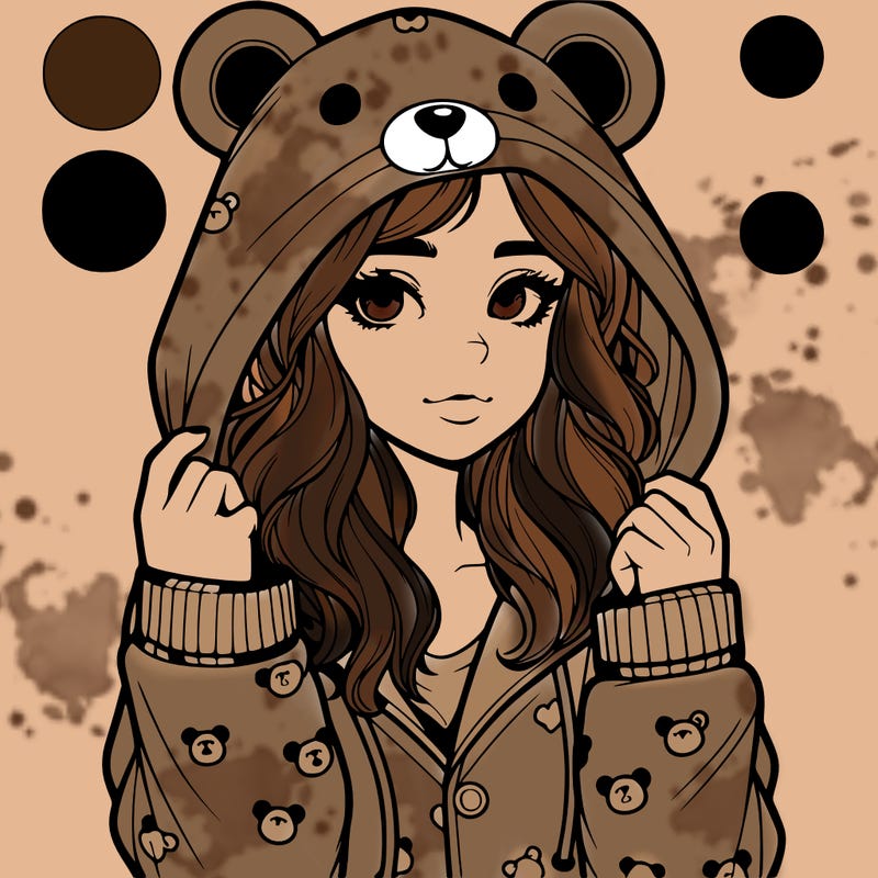 realistic girl in a animal pjs hoodie