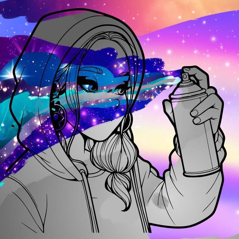 a realistic girl, spray painting