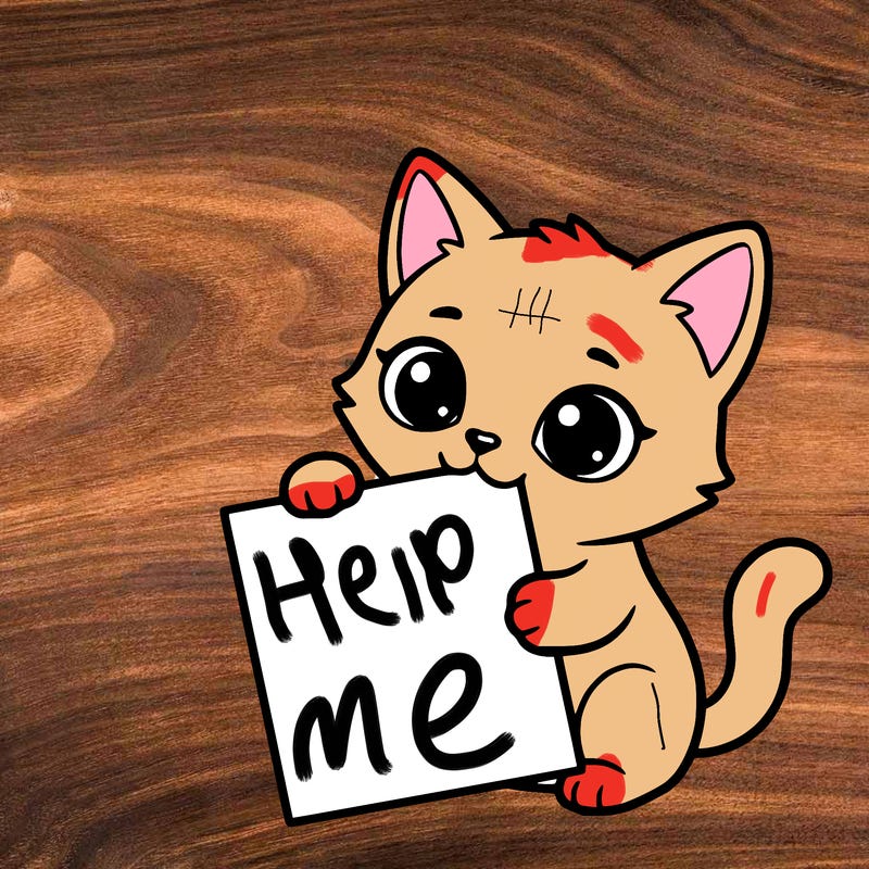 a small cat with a blank sheet of paper in its hand. the cat is sooooooo cute!