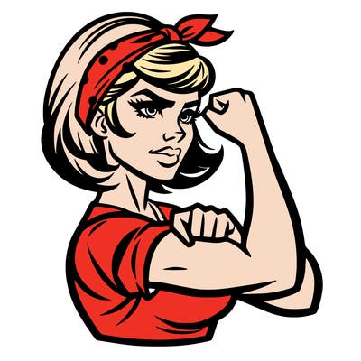 strong woman with a 60s american ad style