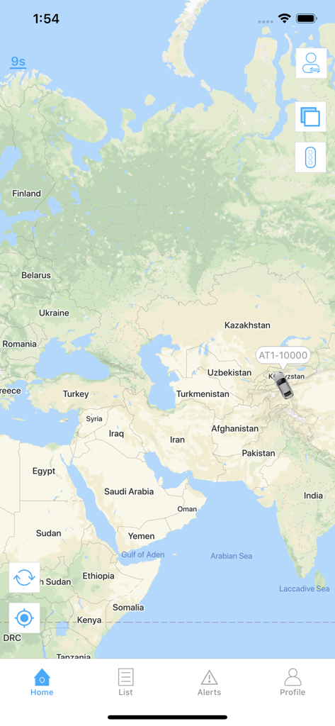 Tracksolid Pro - Pantalla de la aplicación Tracksolid Pro mostrando la ubicación en tiempo real de un vehículo en un mapa