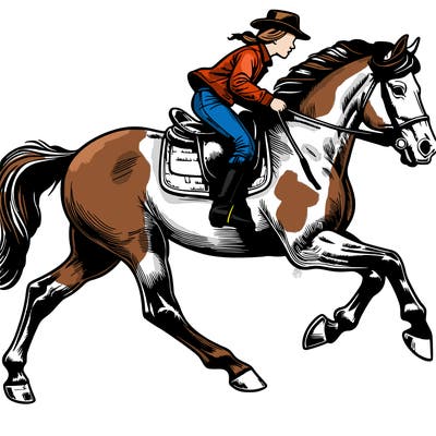 realistic galloping horse with a rider on its back