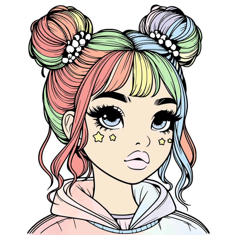 realistic girl with space buns