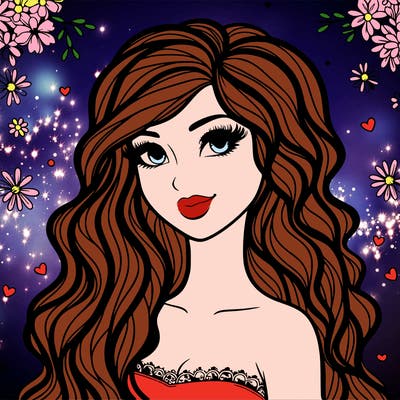 pretty woman with long wavy hair