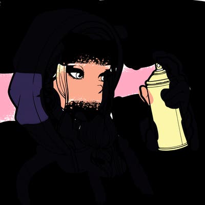 a realistic girl, spray painting