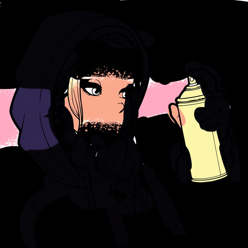 a realistic girl, spray painting