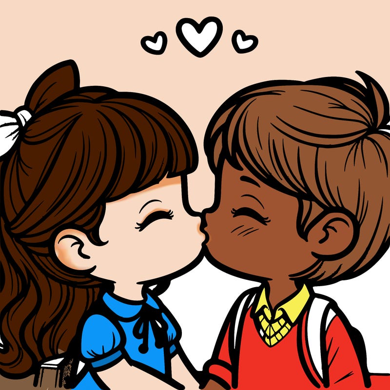 boy and girl kissing