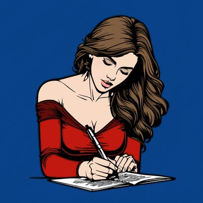 realistic female writing poetry