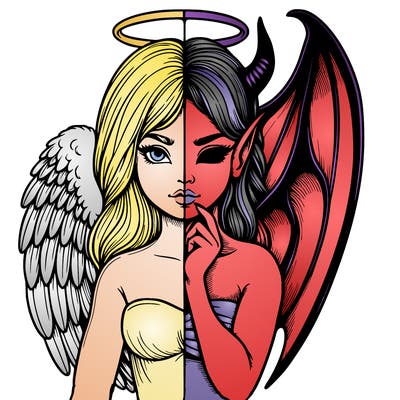 realistic angel half demon