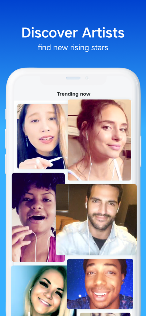Yokee Karaoke app screen showing a grid of trending singers in the Discover Artists section