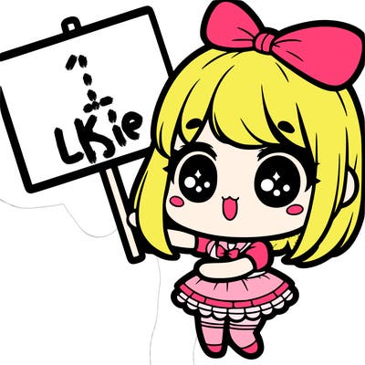adorable kawaii girl holding a big sign