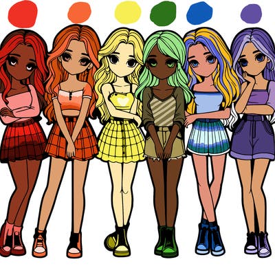 a group of girls realistic